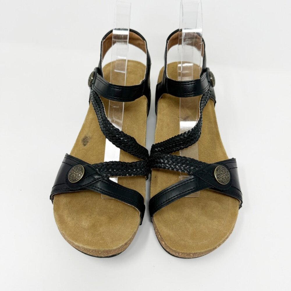 BC Studio Black Leather Hook & Loop Sandal Size 9.5